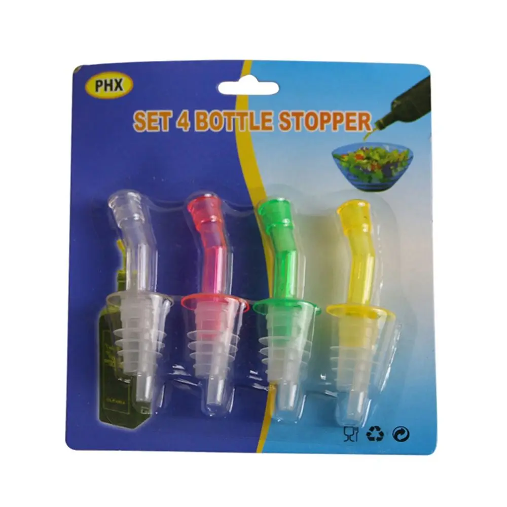 4Pcs New Plastic Bottle Stopper Leakproof Multicolor Wine Mouth Dustproof Curved Spout Bottle Plug Soy Sauce Bottle