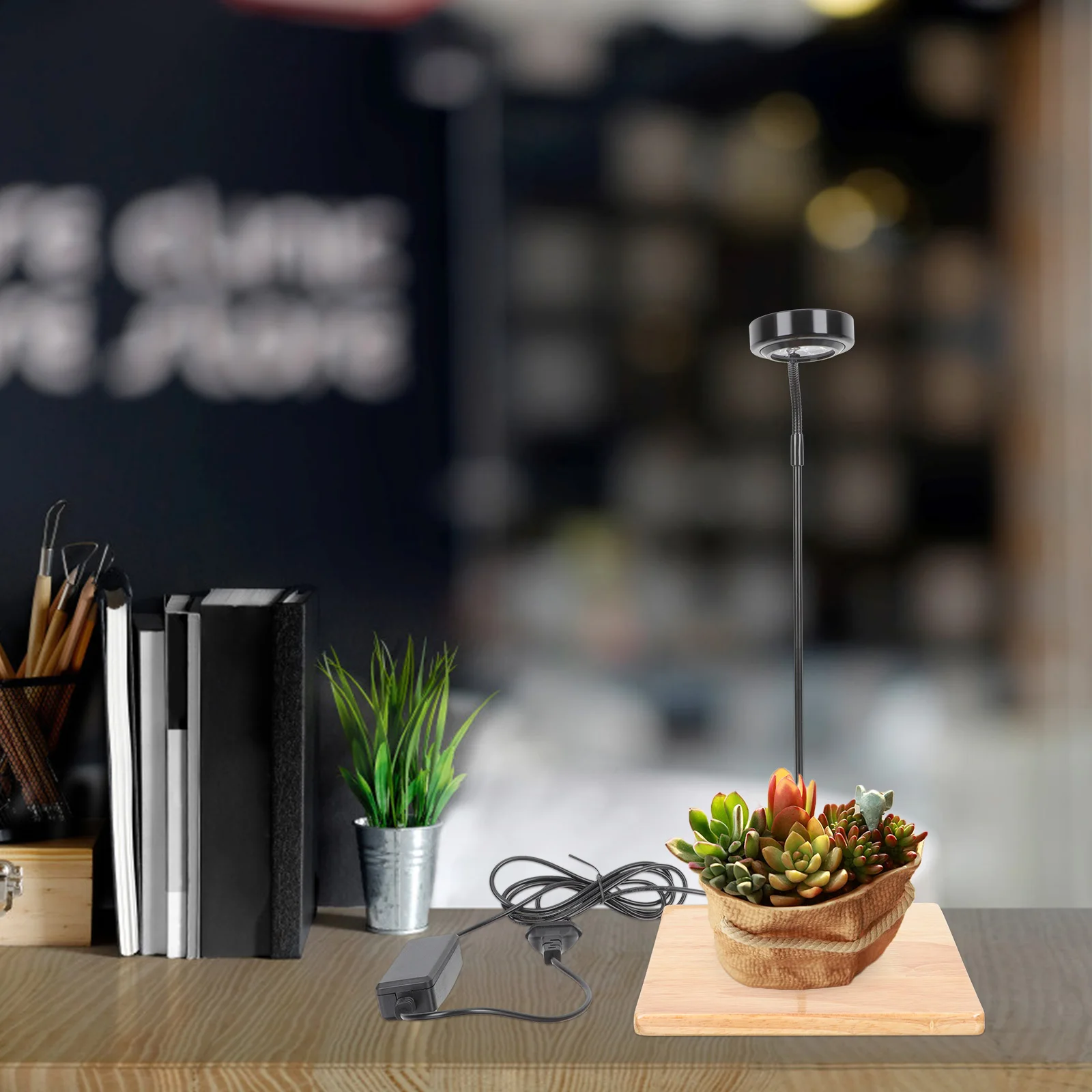 

Mini Fish Tank Light 3W Aquarium LED Lamp Wooden Base Nano Plant Flexible Tube Day Night Lighting Effects Stable Performance