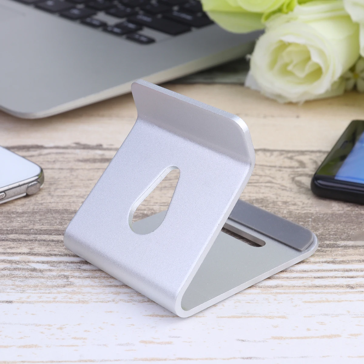 

Desktop Phone Holder Cellphone Stand Portable Tablet Aluminum Alloy Multifunctional Sturdy Square Base Protects Desk Home Office