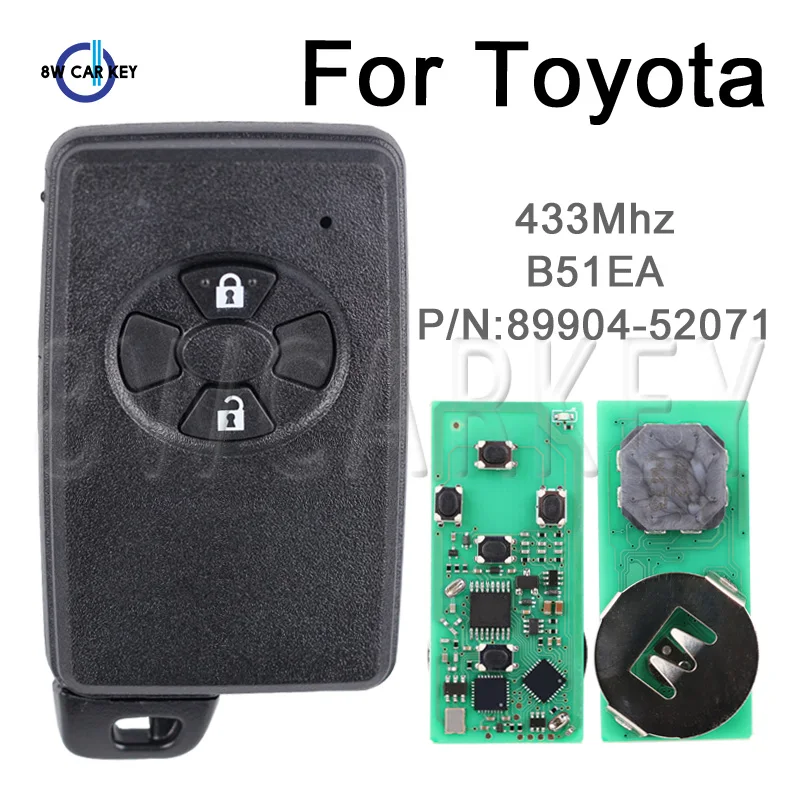 Car Remote Control Key for Toyota Corolla Auris Rav4 Yaris 2006+ 89904-52071 P1 4D 433Mhz B51EA keyless start ﻿Car Key 2 Buttons