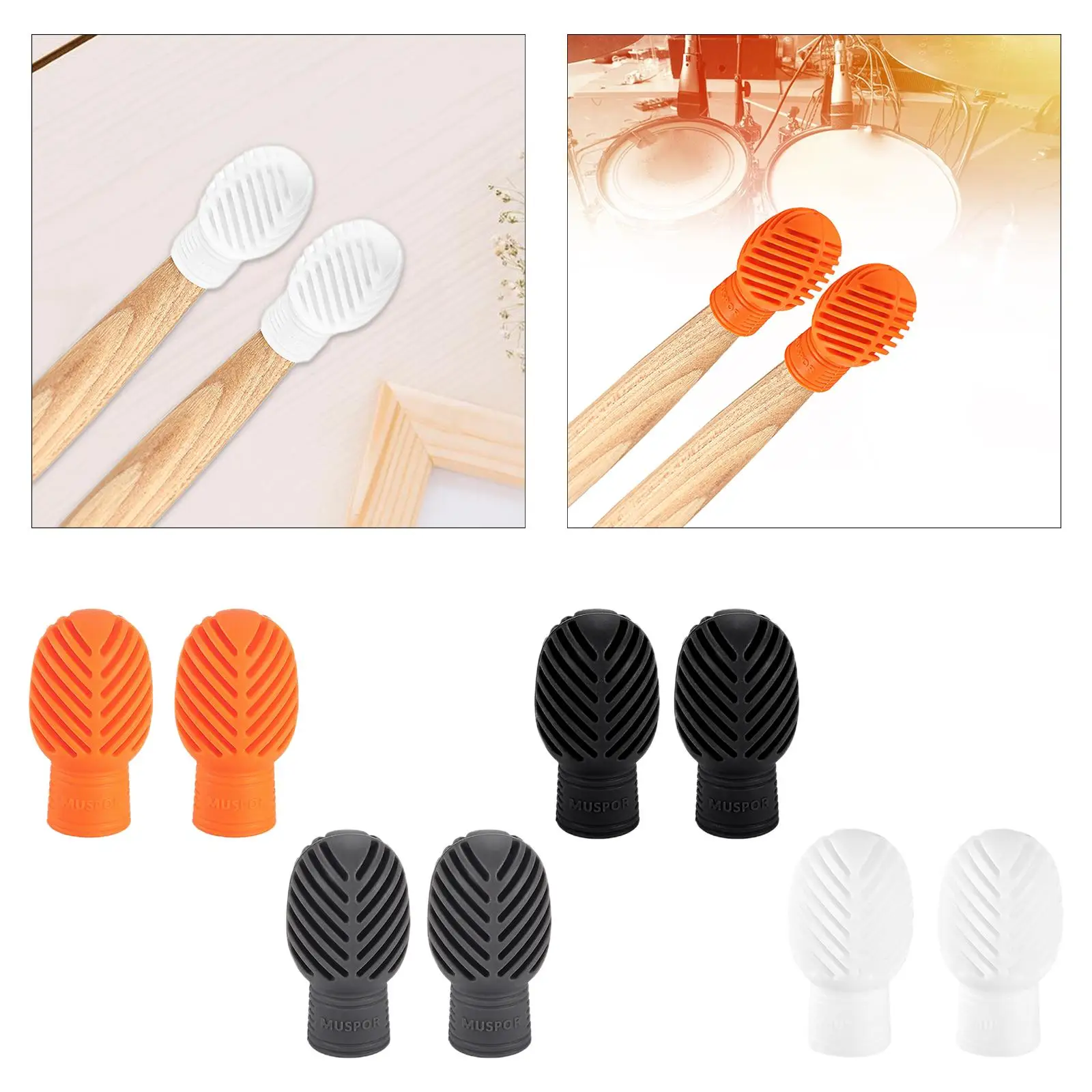 2x Drumstick Dampeners Silicone Drumstick Silent Percussion Accessory for Percussion Drum