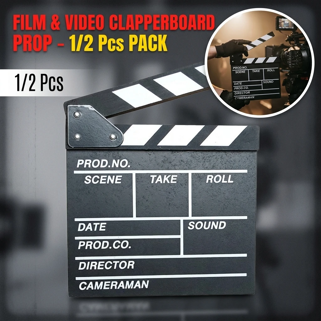 20 x 20cm Director Video Scene Clapperboard Wooden TV Movie Cinema Clapboard Photography Prop for Vlog Hanging Decoration