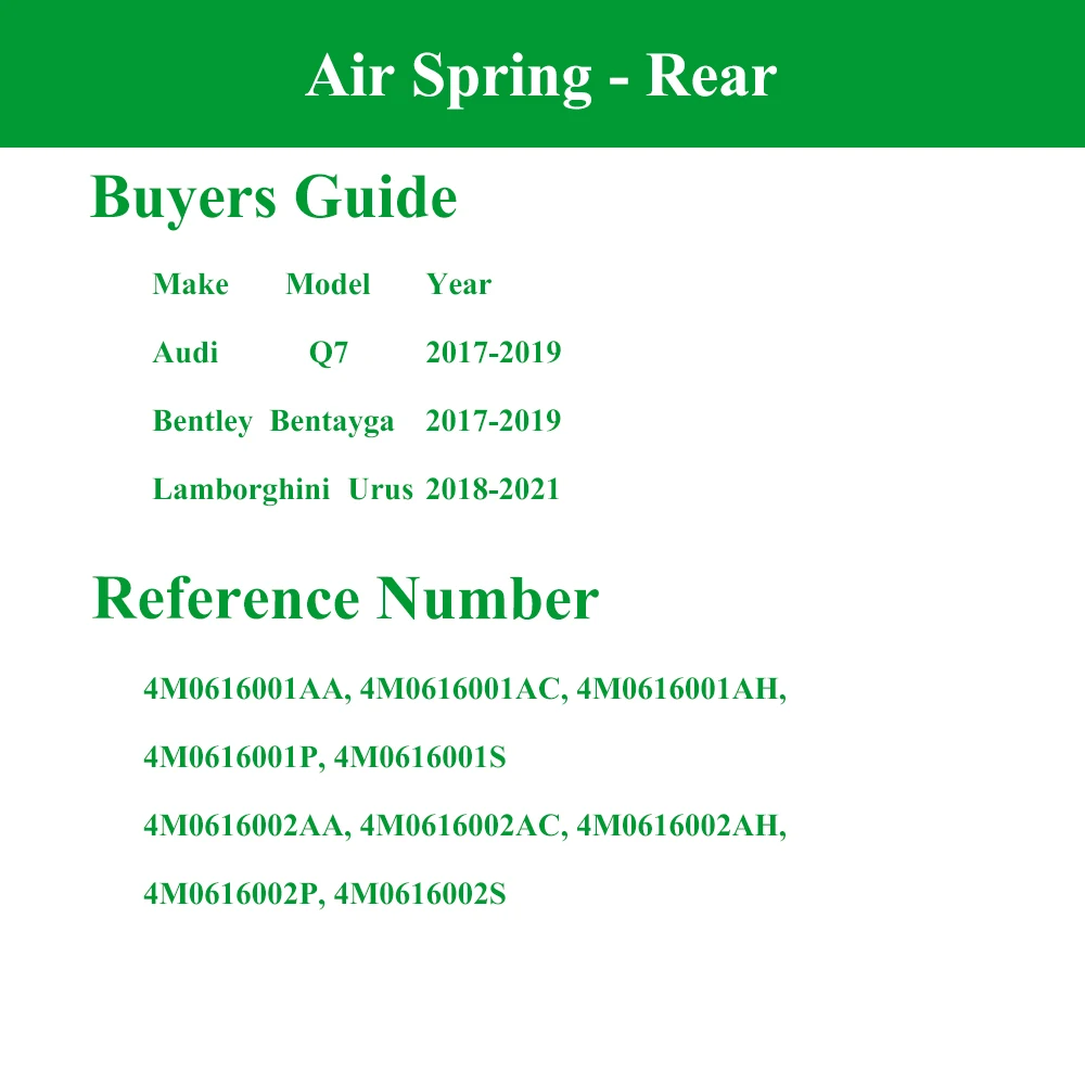 สปริงอากาศด้านหลังซ้ายและขวา2ชิ้นสำหรับรถ Audi 2017-2021 Q7 (4ม.), Bentayga, lamburus w/ ระบบควบคุมการปรับระดับ