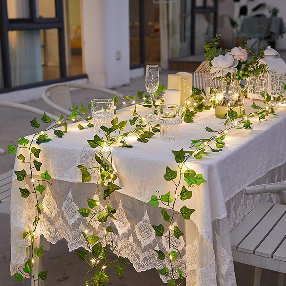 

Зеленые гирлянды из листьев плюща, садовые декоративные светильники, декоративные настенные светильники, гирлянды, идеально подходят для спален, свадеб, рождественской вечеринки, декоративные светильники для спальни, террасы