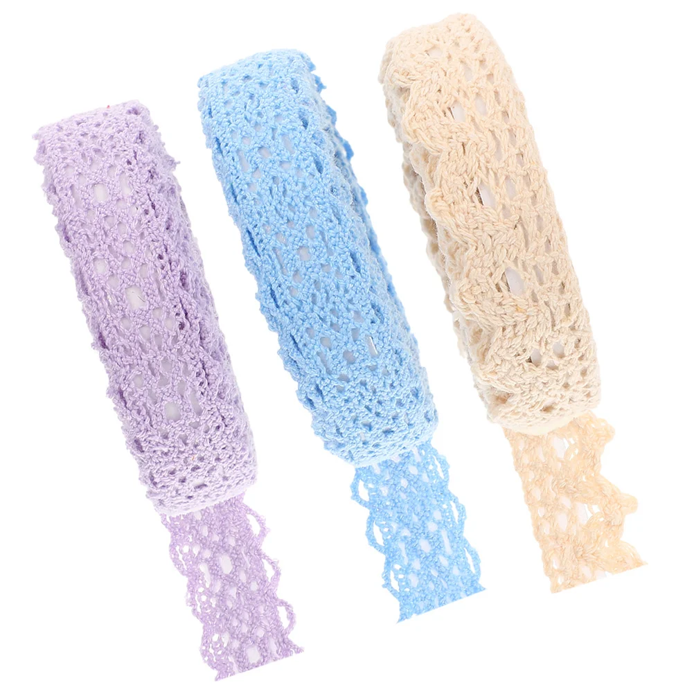 

3 Rolls Adhesive Lace Tape Fabric Decorative Trim for DIY Scrapbook Photo Album Gift Packaging and Handcraft Decoration