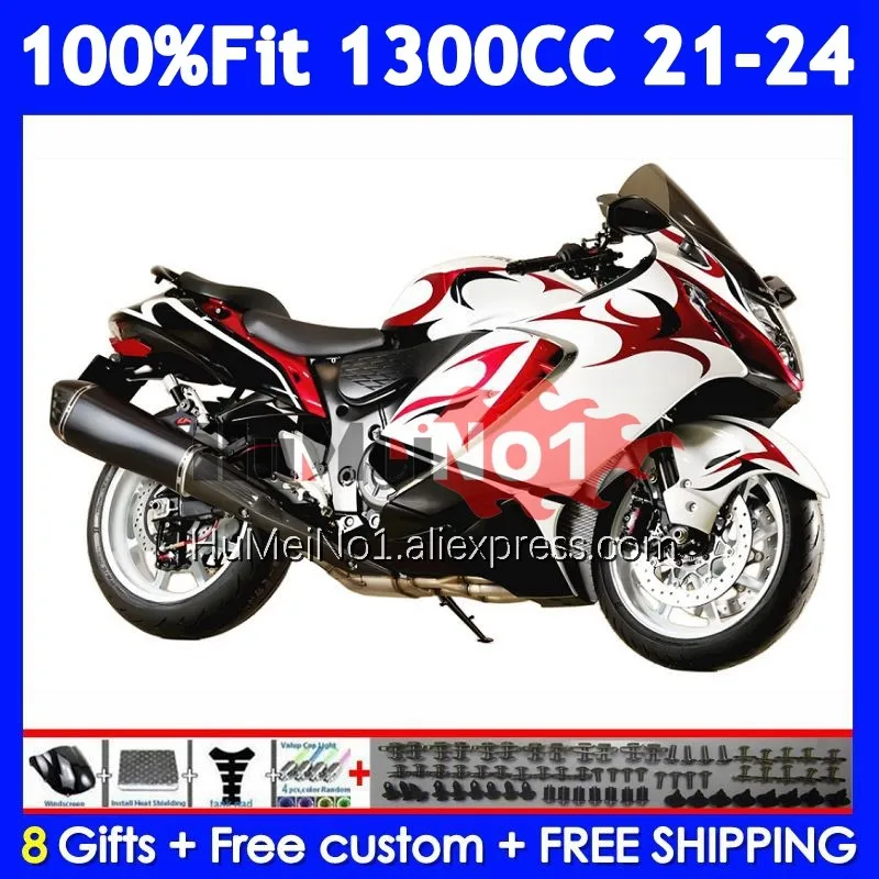 Injection Body For SUZUKI GSXR1300 WHITE RED Hayabusa GSXR 1300 CC 21 22 23 24 129No.65 GSXR-1300 2021 2022 2023 2024 Fairing