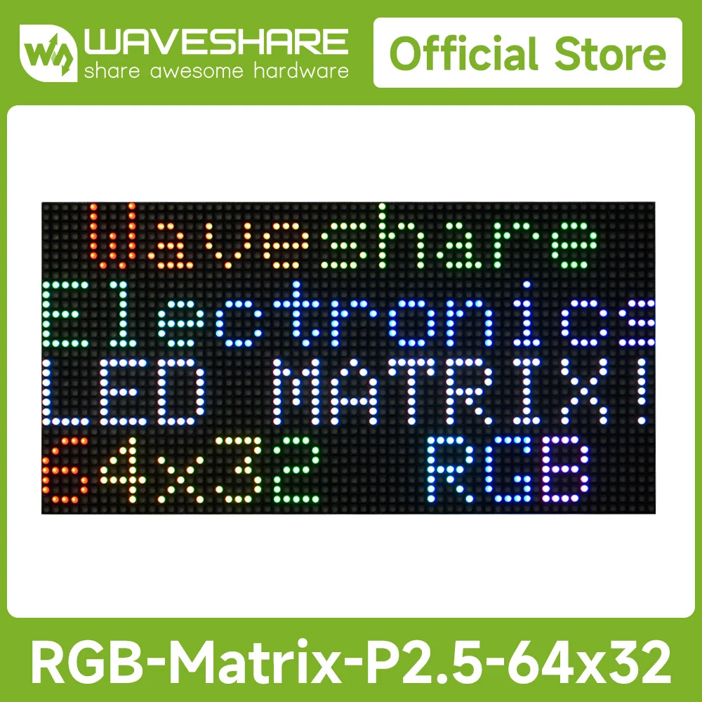 Waveshare RGB Full-Color LED Matrix Panel, 2.5mm Pitch Adjustable Brightness 2048 individual RGB LEDs