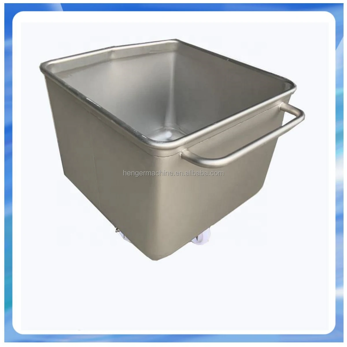 عربة معالجة اللحوم بدون خياطة من الفولاذ المقاوم للصدأ سعة 200 لتر مع عجلات من النايلون سعة تحميل التعزيز المتقاطع 200 لتر/250 كجم