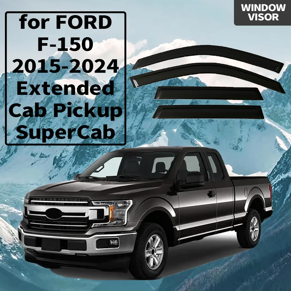 

For FORD F-150 2015 2016 2017 2018 2019 2020 2021 2022 2023 2024 Extended Cab Pickup SuperCab Wind Deflectors Rain Guards