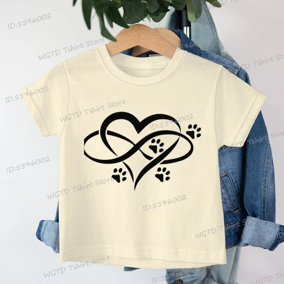 Love Paw Print Heart Cartoon T-shirt for Children Girls Boys Harajuku Y2K T Shirt Luminous Kids Clothes Animal Lover Glowing Top