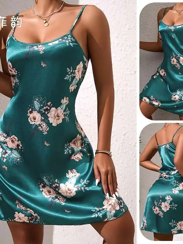 Nuevo vestido verde con bordado de flores, estilo puro deseo, sin espalda, tirantes en V profundo, vestido sin mangas, elegante, encantador, hermoso 224K