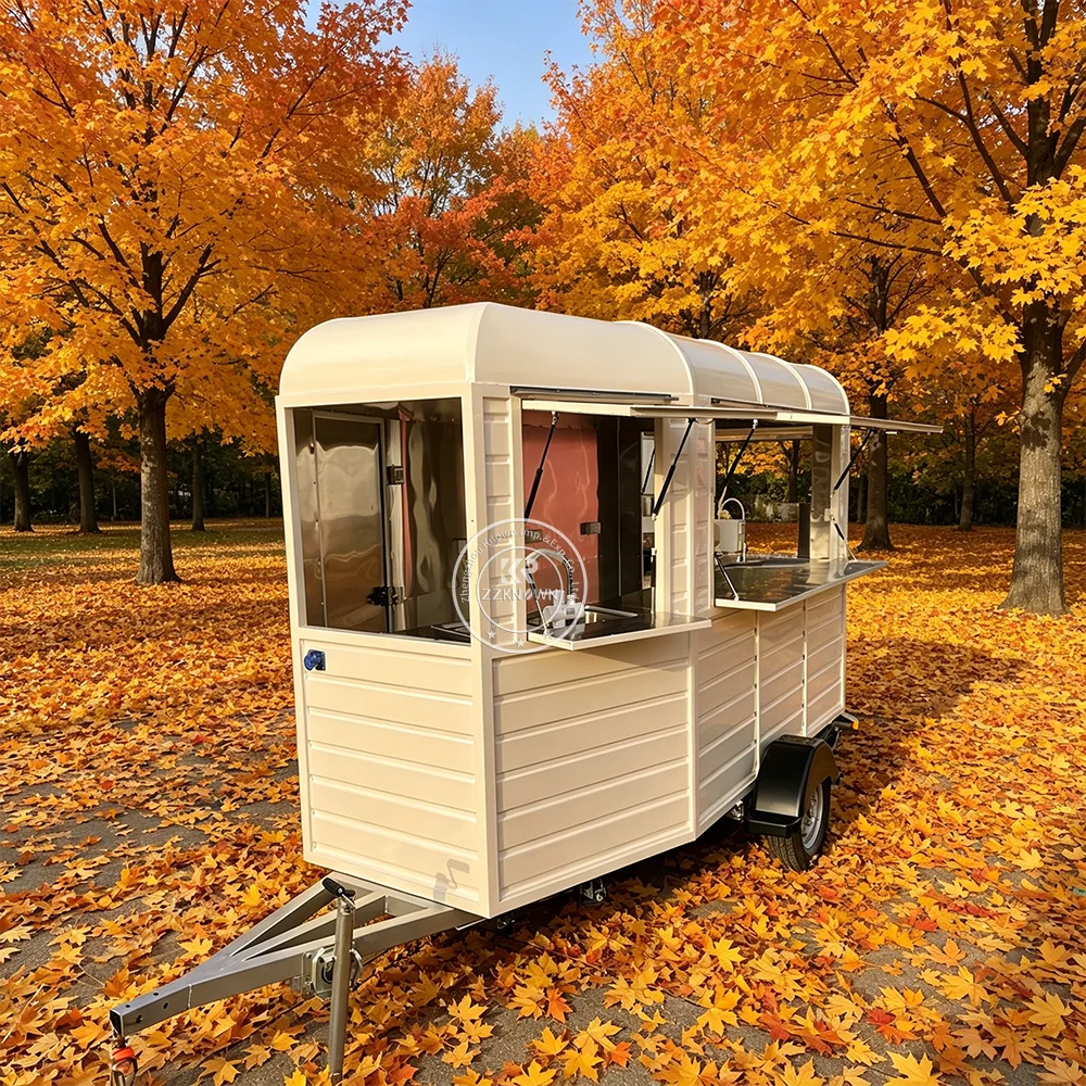 

Customized Street Food Truck Mobile Kitchen Burger Catering Kiosk Pizza BBQ Food Trailer With Stainless Steel Kitchen