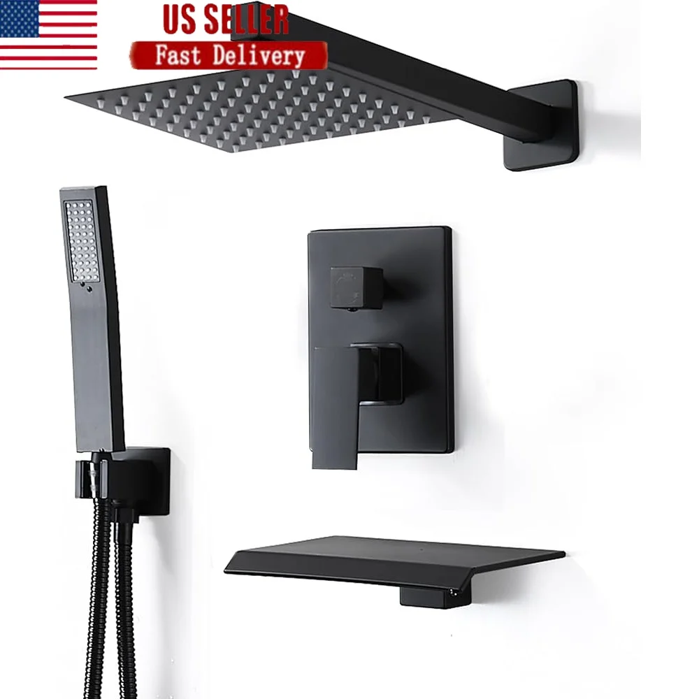 

8-дюймовый набор смесителей для душа с дождевой насадкой, ручной смеситель для ванной комнаты высокого давления, настенная латунная душевая система, самоочищающаяся насадка