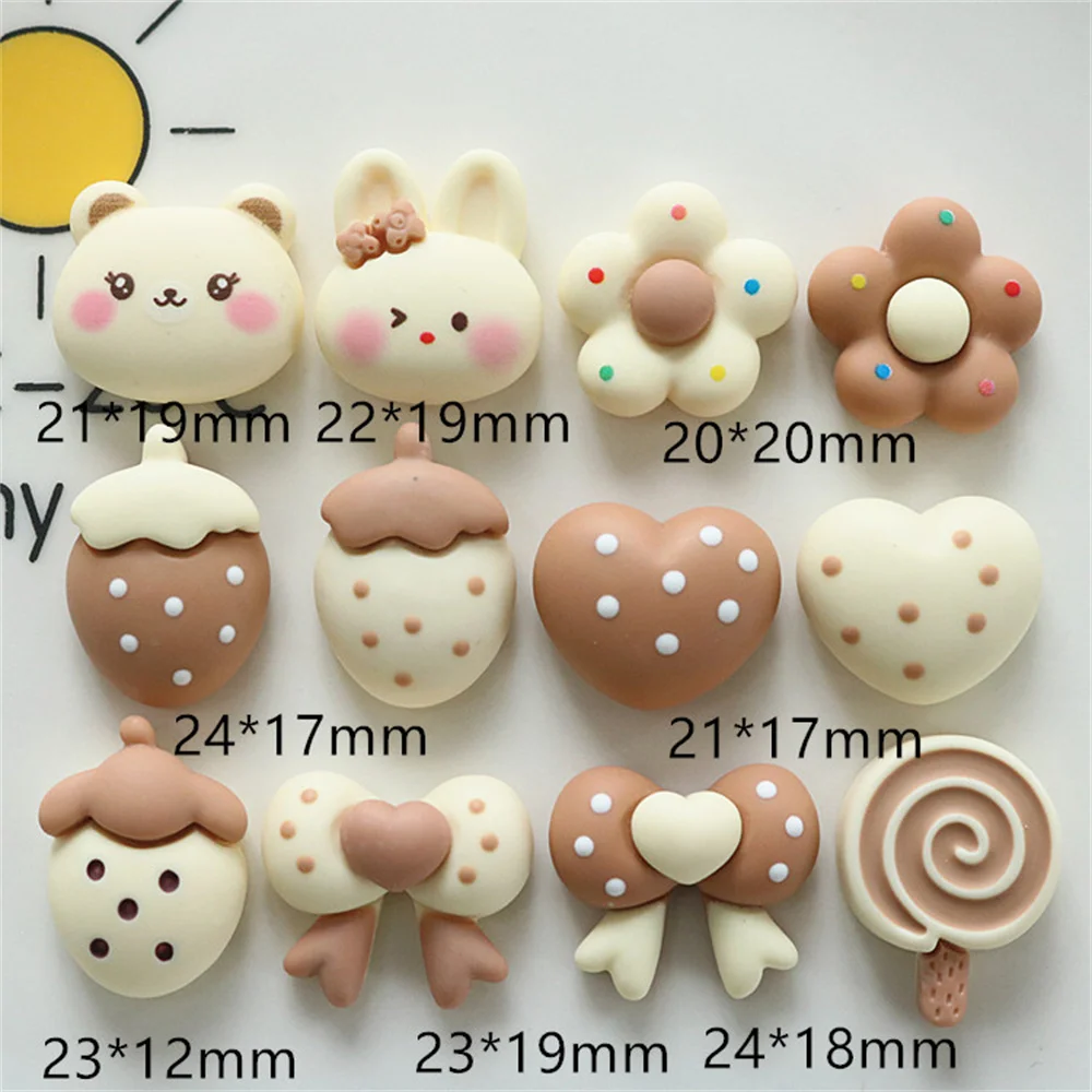 10-20Pcs Cute Cartoon Resin Applique Strawberry Bowknot Flower DIY Hairpin Garment Shoes Buckle Jewelry Accessory Phone Ornament