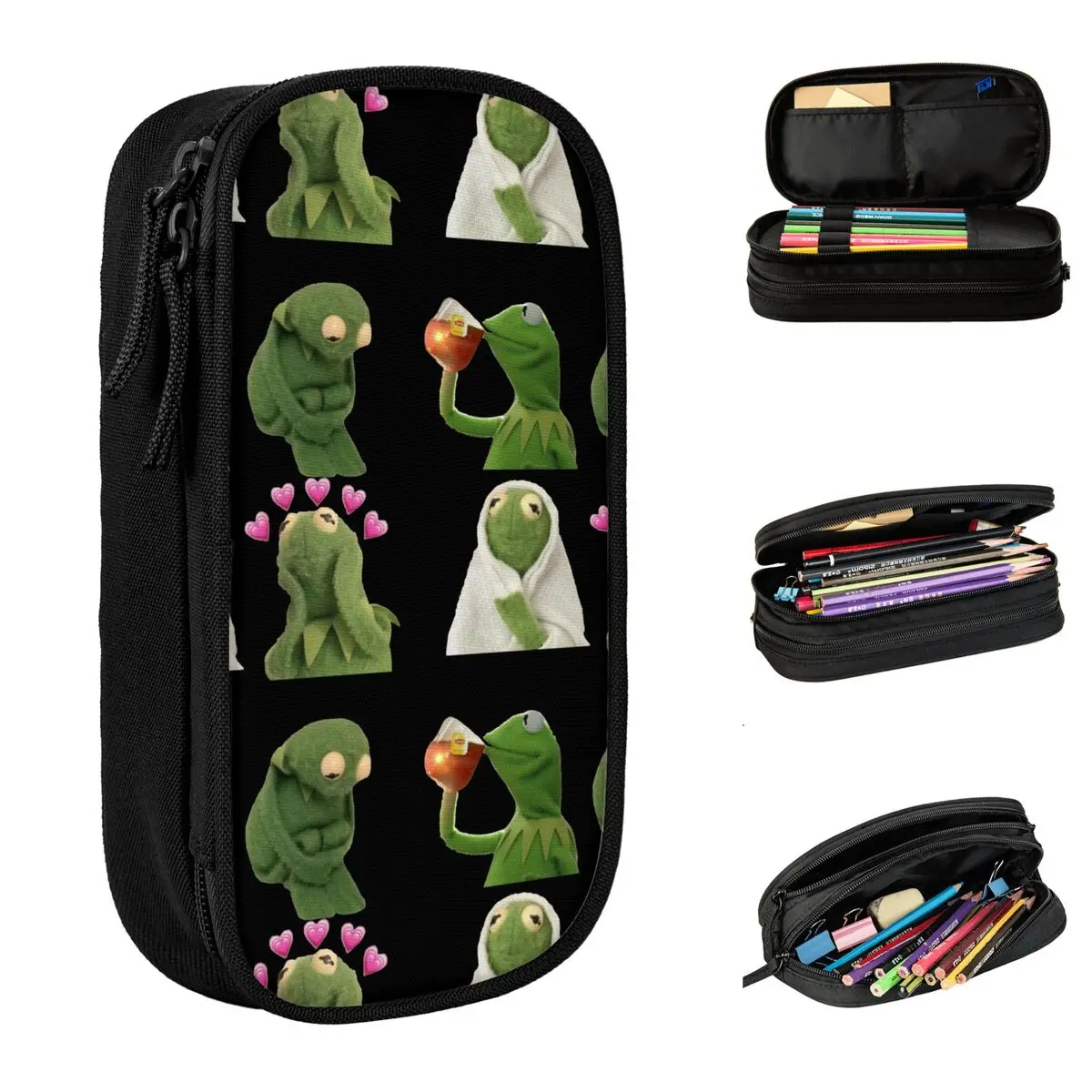 Kermit Meme The Muppets Show Pencil Cases Fashion Dinesy Pen Holder Bags Girl Boy Large Storage Office Gifts Pencilcases