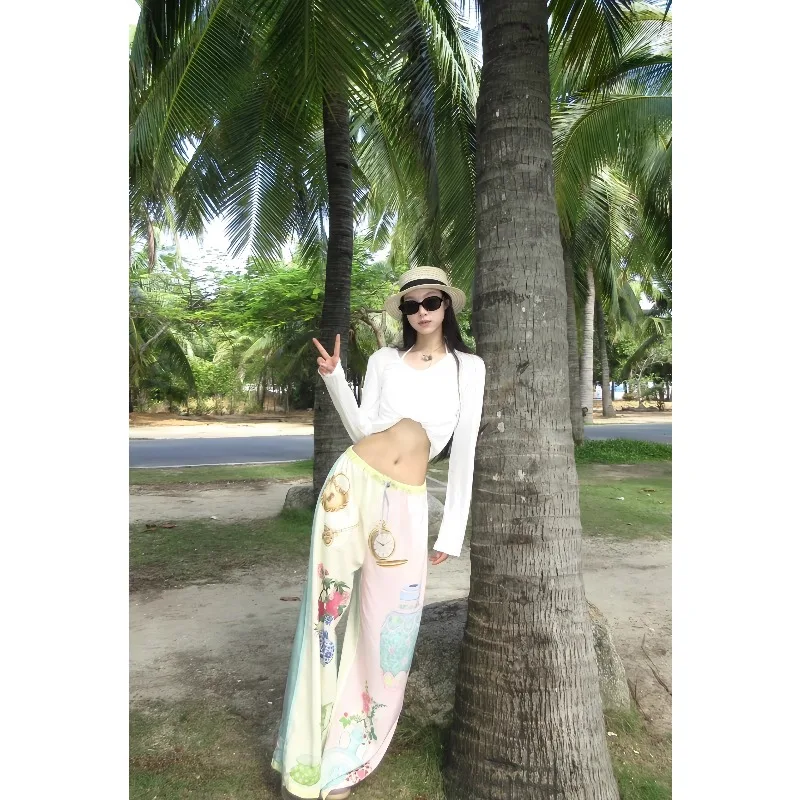 Color Blocked 3D Printed Pants for Women, New Loose, Breathable, Versatile, Quick Drying Pants Trend