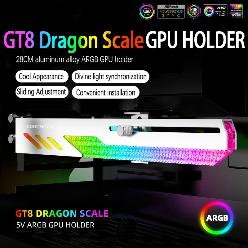 GT8 Dragon Scale Horizontal Mounted Graphics Card Bracket ARGB Desktop Computer Fixed Graphics Card Companion Support Bracket