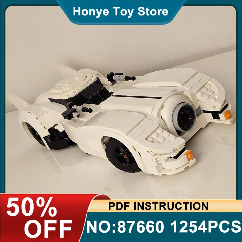 

Белый классический герой, спортивный автомобиль, гоночный строительный блок, модель MOC-87660, креативные детские кирпичи на день рождения для мальчиков, игрушки, рождественские подарки