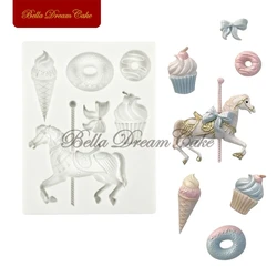 3D Carousel Dessert Silicone Mold Fondant Chocolate Mould DIY Handmade Clay Soap Molds Cake Decorating Tools Baking Accessories