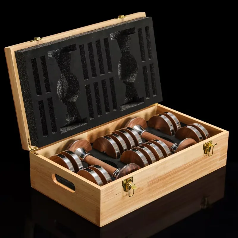 High Quality Luxury Wood Dumbbell Gift Box with Stainless Steel Adjustable Dumbbells Set  for Men & Women Body Exercise