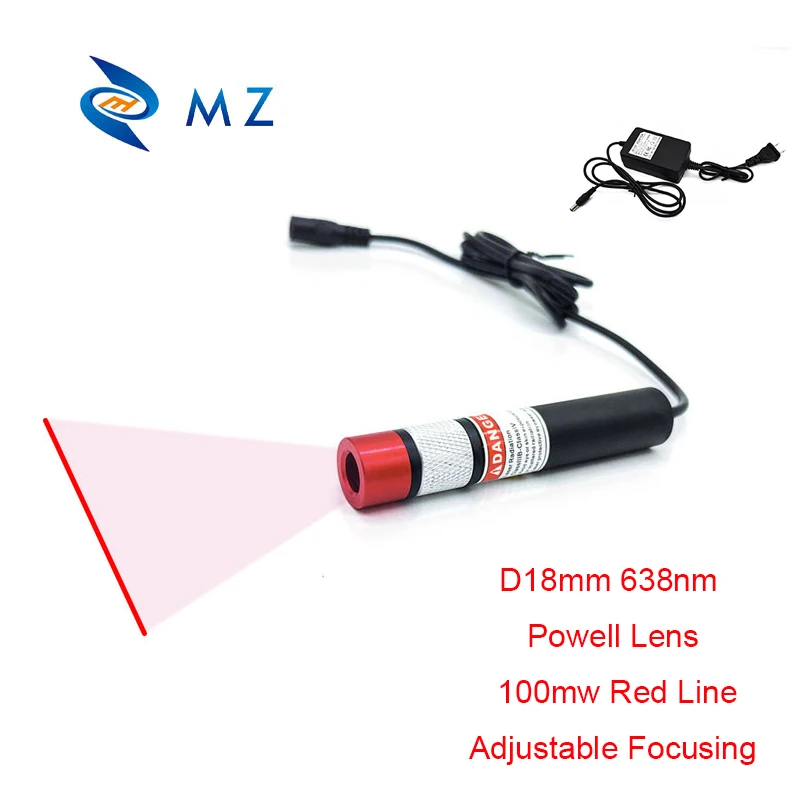 638nm 100mw Powell Lens Red Line Laser Diode Module Adjustable Focusable Structured Light Laser Industrial Grade With Adapter