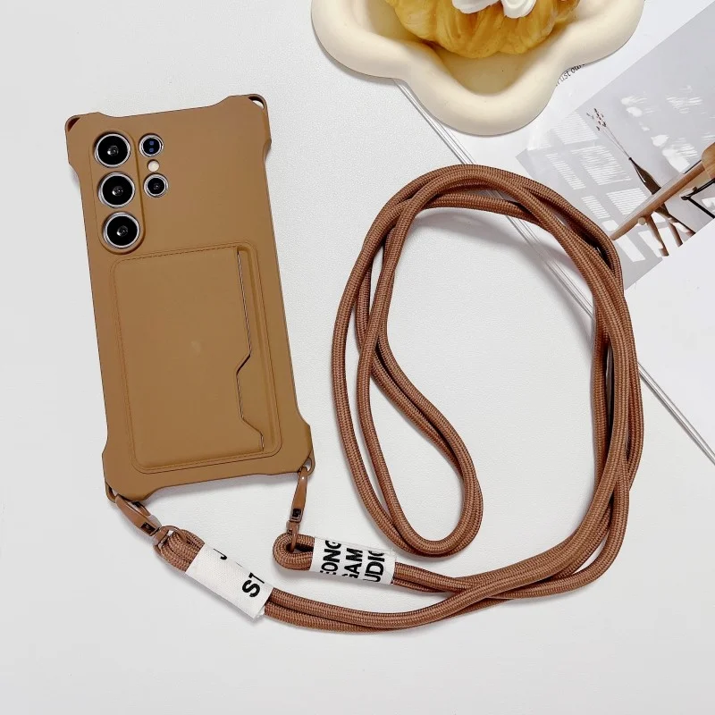 Crossbody حزام الحال بالنسبة لسامسونج غالاكسي S25 الترا S24 FE S23 زائد A15 A55 A16 A35 A36 للصدمات محفظة فتحة للبطاقات غطاء الحبل