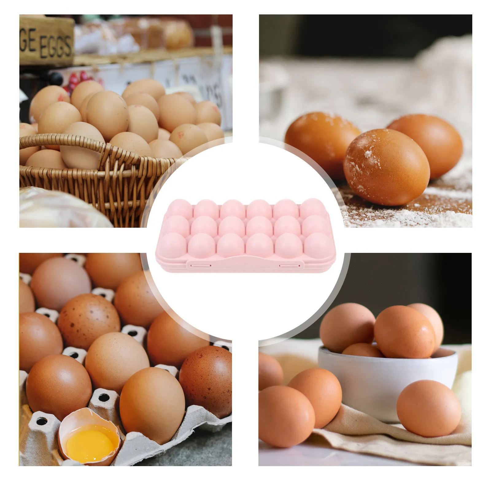Egg Container Plastic Egg Holder Refrigerator Organizer Box Sealing Lidded Anti-Collision Grid Design Bright Color