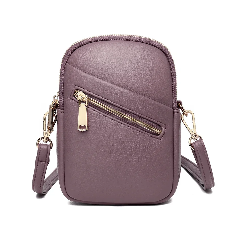 High Quality small Women\'s phone Bag Luxury soft Leather Messenger Shoulder Bags for women Solid Color Female Purses and Handbag