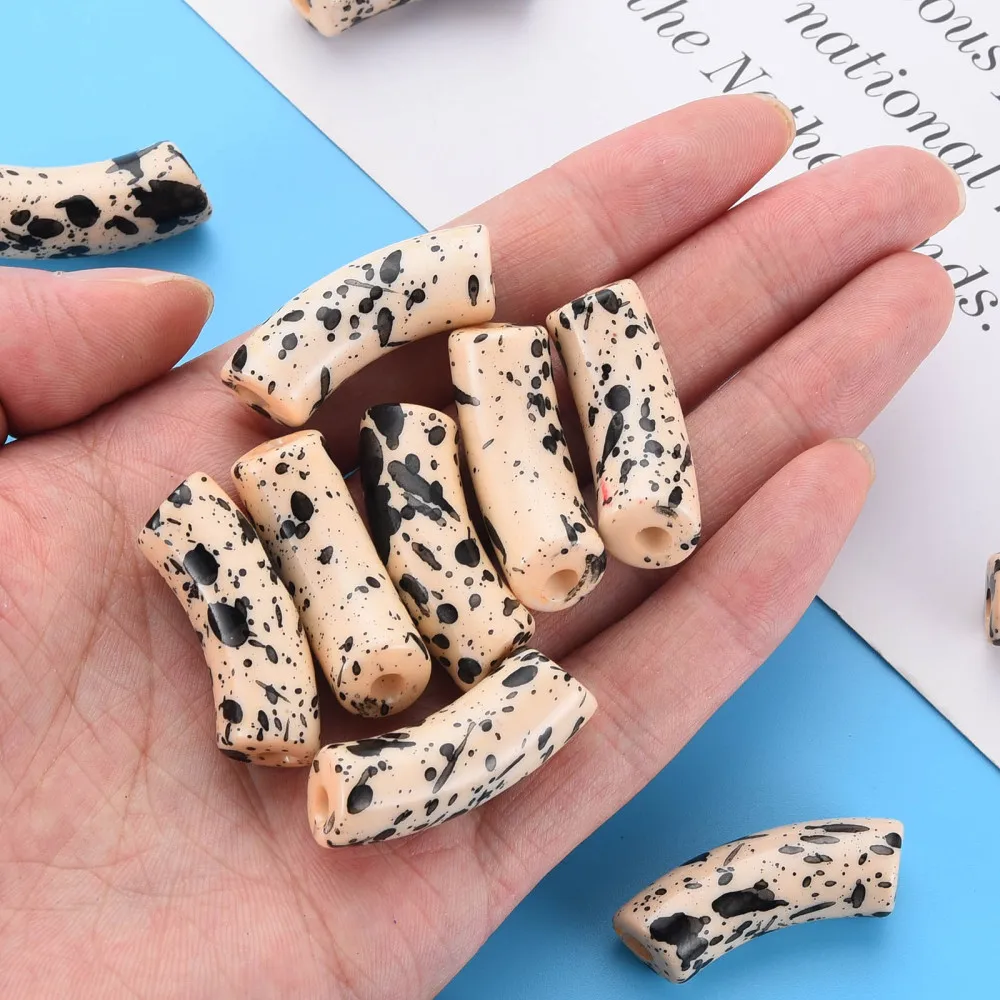 36mm Chunky Acrylic Curved Noodle Slide Beads Colorful Acrylic Tube Beads for Bangle Bracelet DIY Jewelry 148pcs/500g