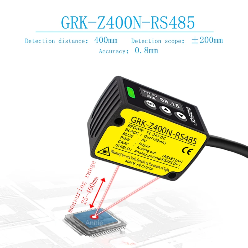 400mm RS485 accuracy 0.01mm Laser ranging displacement switch thickness measurement Laser displacement sensor 