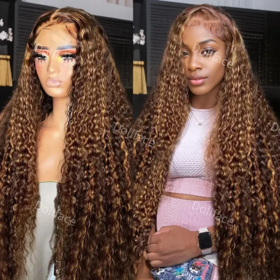 

13x6 Lace Frontal Wig Human Hair Deep Wave P4/27 Highlight Colored Blonde Wigs Brazilian For Women Cheap Choice Curly