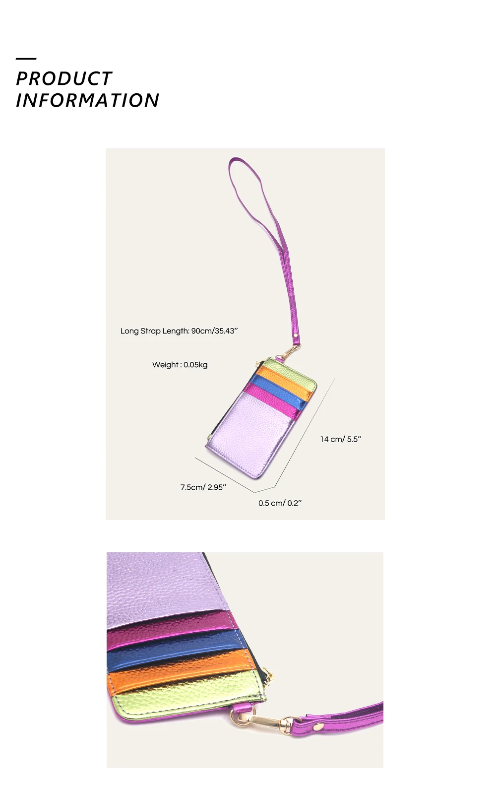 CR Metallische Regenbogenstreifen Kleine Quadratische Umhängetasche Damen PU Veganes Leder Magnetverschluss Metallkette Schultertasche Alltagstasche – Detail 3