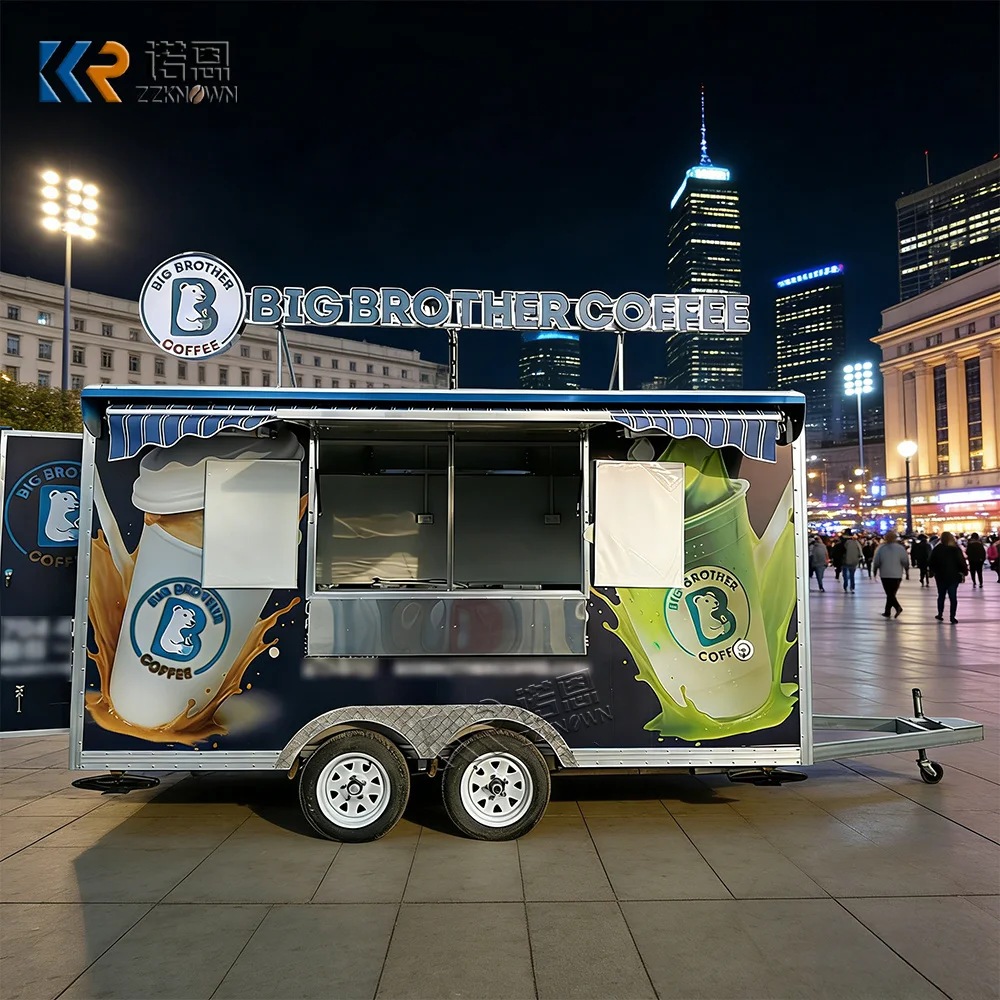 New Custom Restaurant Barbecue Mobile Food Truck Trailer with Full Kitchen and Bar for Coffee Shop Bakery Kitchen Food Truck