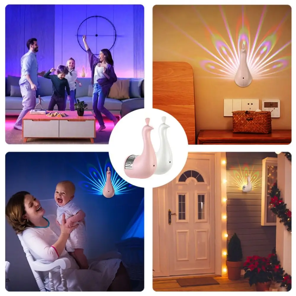 Peacock LED Projection Light Wall-Mounted ABS Night Lights Dimmable Remote Timer Sleeping Lamp