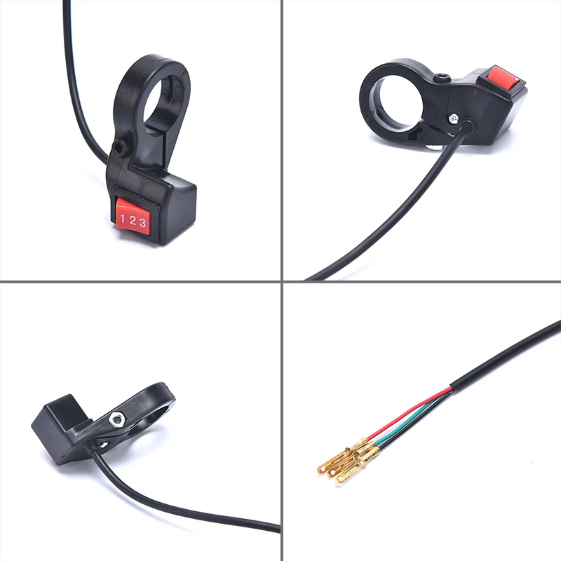 Three Speed Switch Electric Bicycle Accessories 3 Gears Switch Button E-bike Motor Scooter Handlebar Mounted Universal Button