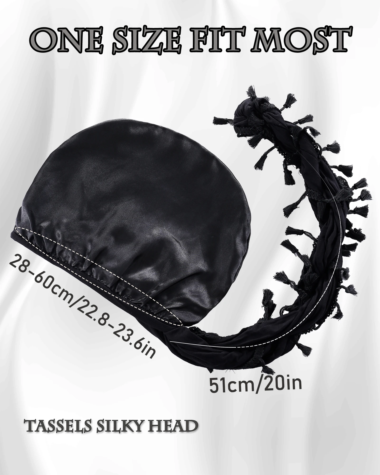 أغطية رأس عمامة ملتوية عتيقة للرجال، ربطة عنق عمامة من الساتان قابلة للتمدد لإغلاق رباط الشعر، وغسالة الآلة