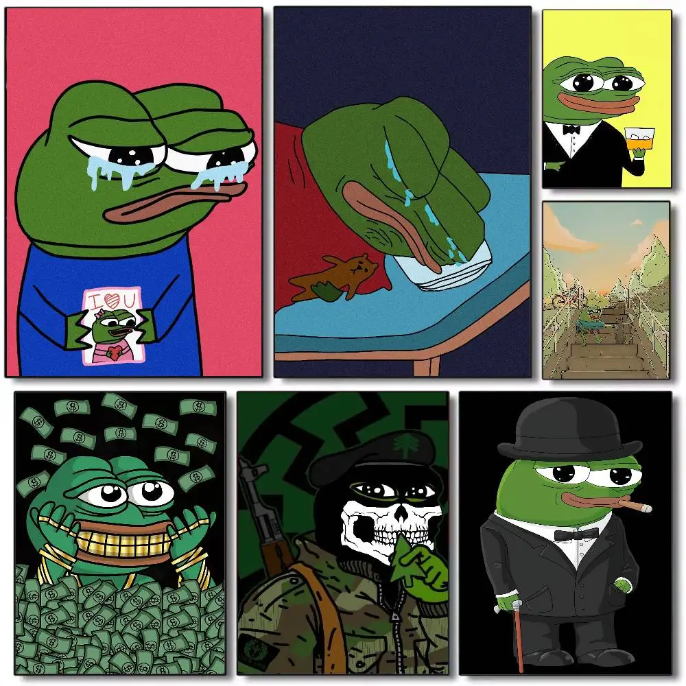 ملصق Sad Frog Pepe عالي الدقة على الحائط اللاصق المقاوم للماء وغرفة المعيشة المنزلية وغرفة النوم والديكور الجمالي