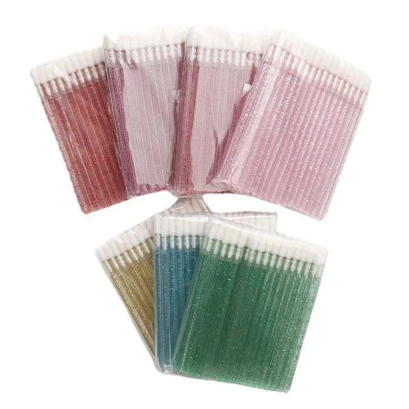 50Pcs/pack Disposable Crystal Eyelash Brushes Lip Brush Eyelash Extension Applicator Cleaner Beauty Makeup Tools