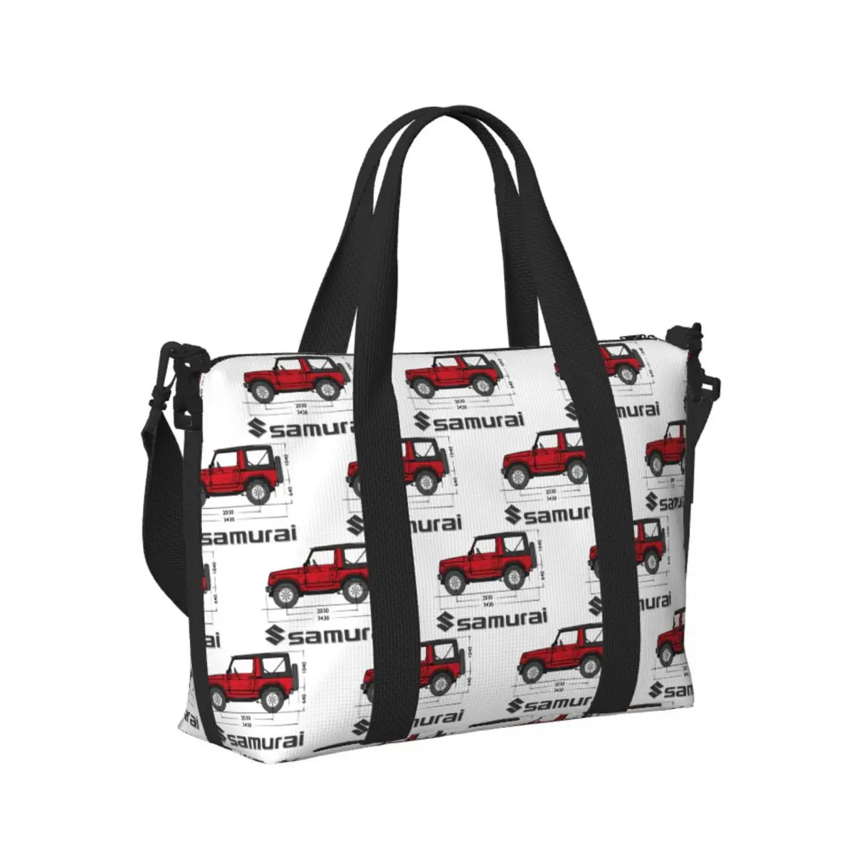 

Custom Suzuki Samurai SJ 410 Beach Travel Bag Large Capacity Tote Bags for Gym Sport Women Shopping Duffle Shoulder Bag