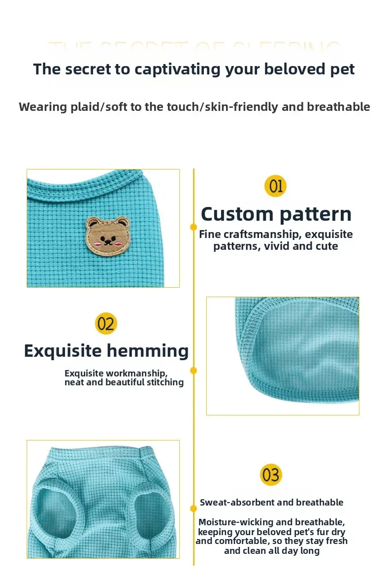 Neue Frühling-Sommer-Haustierkleidung für Katzen und Hunde, atmungsaktive Waffelweste, weich und leicht, perfekt für Teddy, Bichon Frise, kleine und mittelgroße Hunde – Detail 4