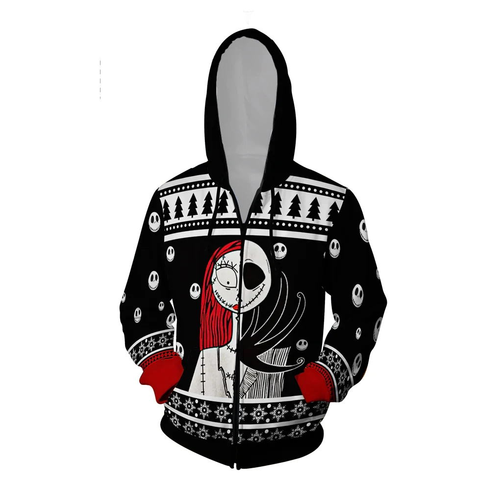 ديزني الكابوس قبل عيد الميلاد جاك سكيلينجتون كارتون الكبار الاطفال زمم هوديس لينة مريحة أنيقة كبيرة خريف شتاء