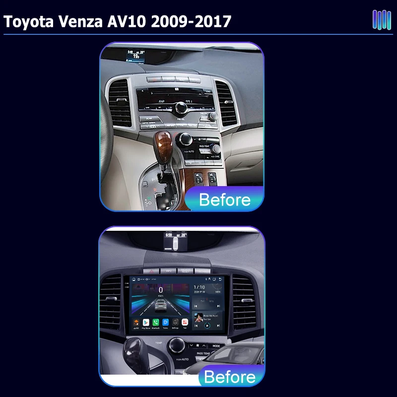 AI VOICE For Toyota Venza AV10 2009 2017 Android 14 Car Stereo Radio with GPS Navi Carplay Car Stereo Adio Multimedia Video