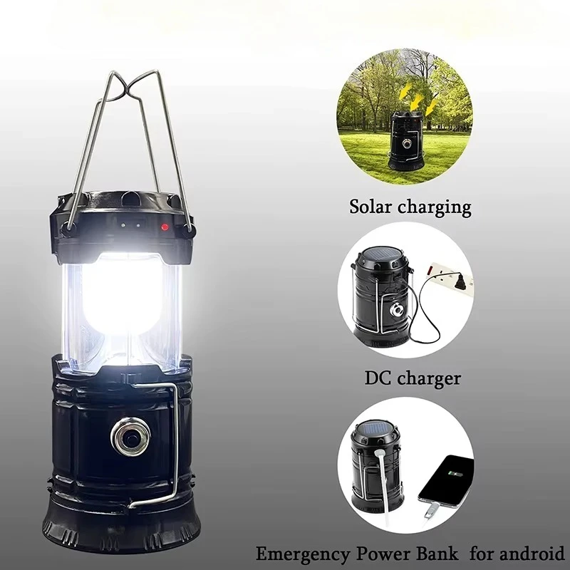 RTS Portable Multifunctional Waterproof Camping Lamp Usb Rechargeable Led Camping Lights Solar Camping Lantern