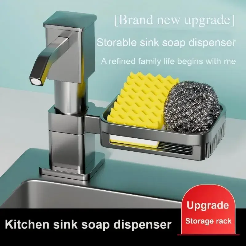 

Kitchen Sink Soap Dispenser Extension Tube Detergent Soap Dispenser with Tray Hook Countertop Dishwashing Liquid Soap Dispenser