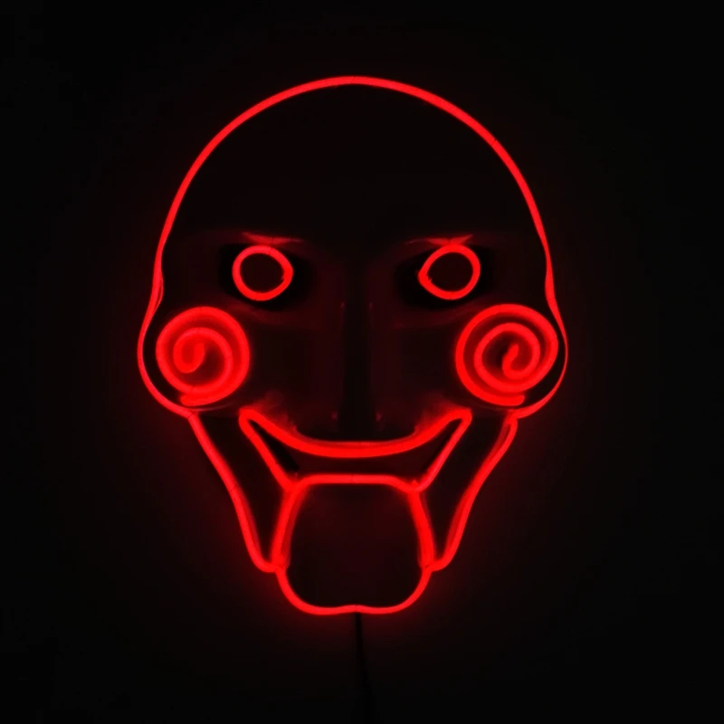 

Halloween Jigsaw Killer Popular Glowing Mixed Colors Mask LED Light Up Horror Mask Makeup ball mask Cosplay costumes props Gift