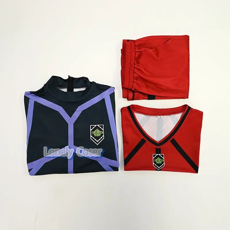 Anime Blue Lock Jyubei Aryu Red Uniform Cosplay Costume, Perruque, #2 Jumpsuit, GlaShorts Team Football Club, Sportedly Jersey, Men, XC