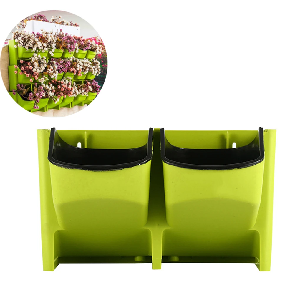 

Light Green Flower Pot Vertical Wall Planter 2 Pots Outdoor Indoor Garden Balcony Decor Planters Shelves PP Resin Non Toxic