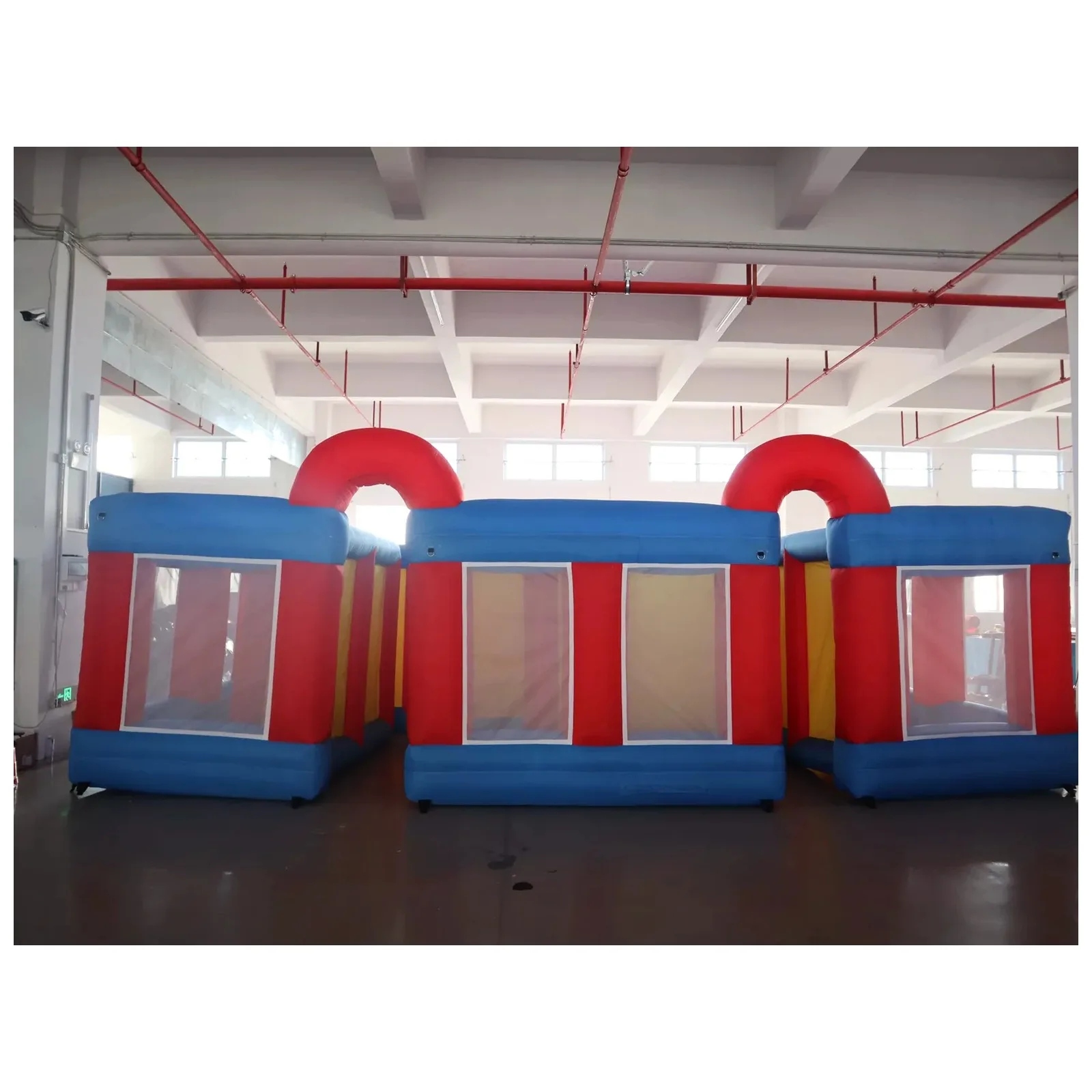 Large Red Blue Mesh Double Arch Inflatable Maze 7X7m 23X23ft with Blower Venue Events Outdoor Party Events Kids and Adults