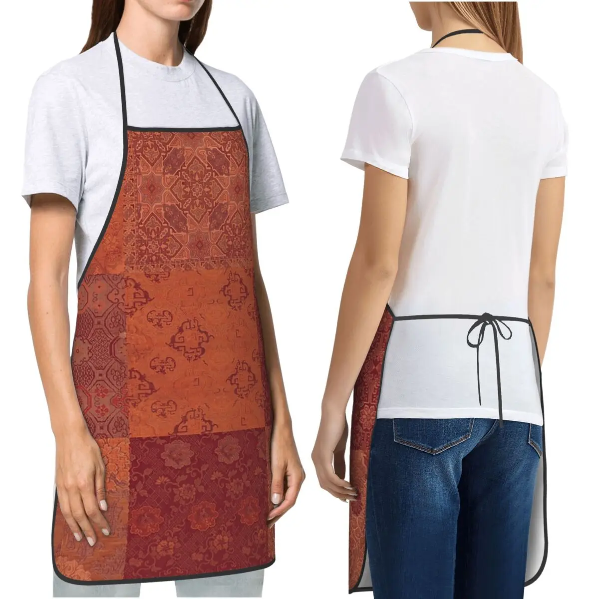 

Винтажное богемное одеяло, фартук из обжженного оранжевого цвета, фартук для шеф-повара, кулинарии, кухни, стомёр, водонепроницаемый нагрудник, кухонный сарафан для уборки