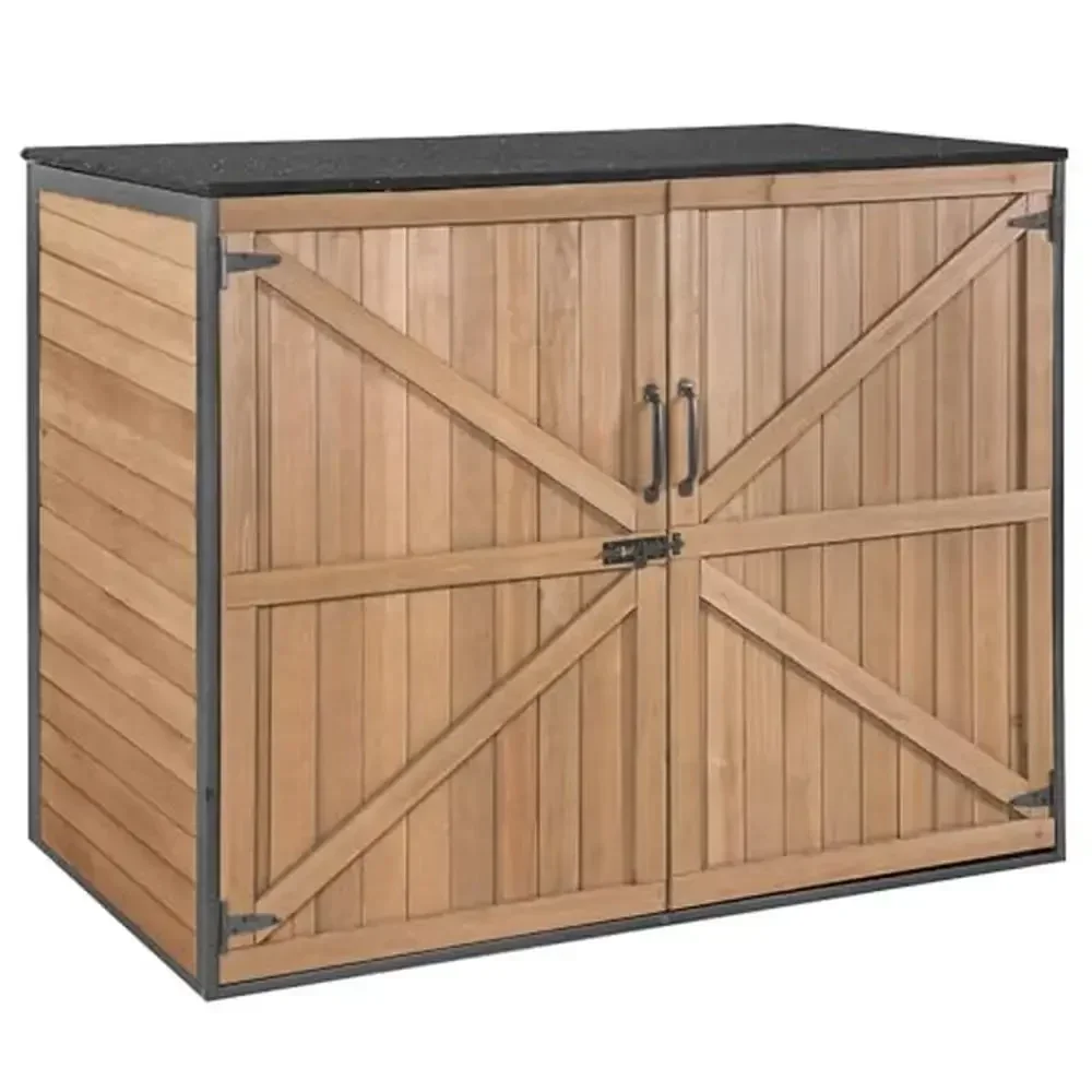 Outdoor Storage Shed Strong Metal Frame Horizontal Cabinet Trash Cans Yard Tools 4.2 ft. x 2.3 ft. Customizable Interior